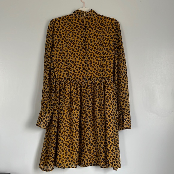 Long Sleeved Leopard Print Mini Dress - size 8 - Picture 4 of 6